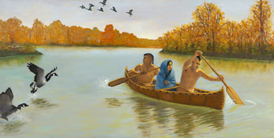 Kateri is Taken to the Sault Mission by Canoe - 1677